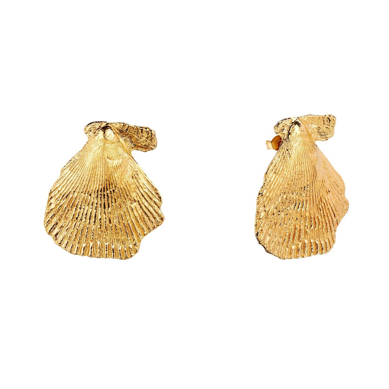 Купить MORE VNUTRI Серьги-пусеты большие ракушки без вставок, позолота