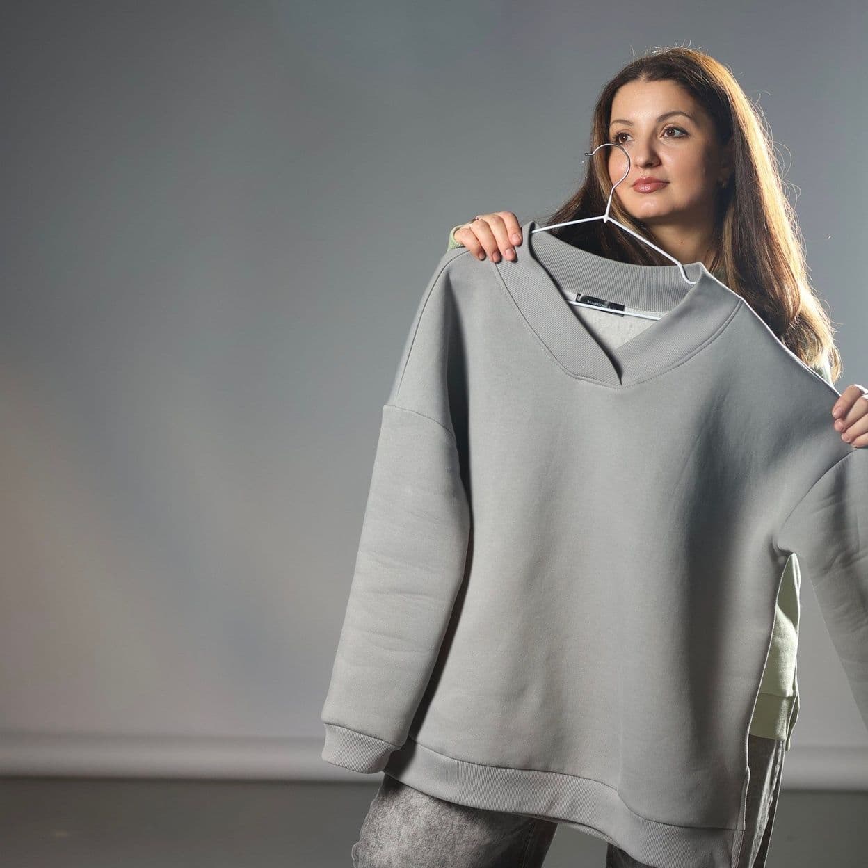 Купить Свитшот из футера с начёсом серый