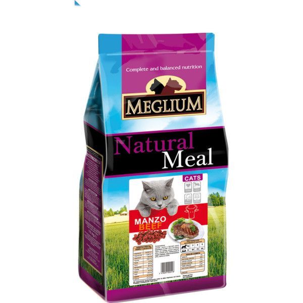 Купить MEGLIUM ADULT 3 кг сухой корм для кошек говядина/курица/индейка