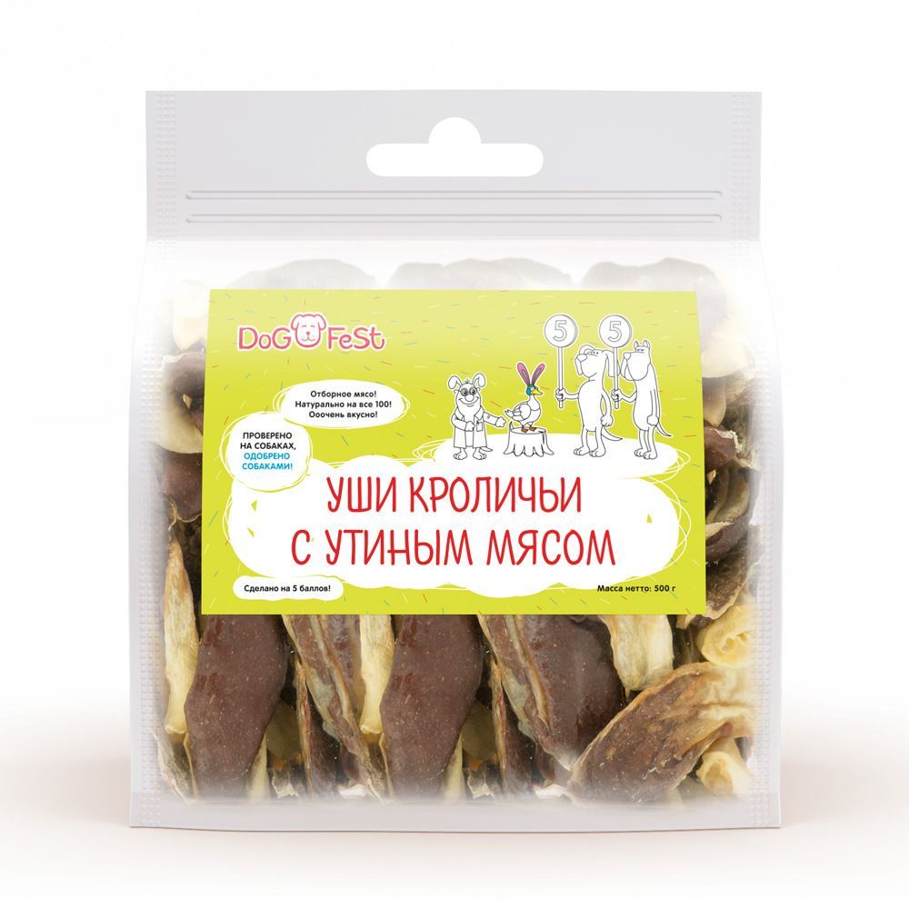 Купить Dog Fest Уши крольчьи с утиным мясом 500 г