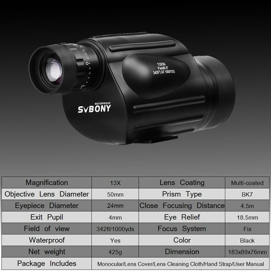 Купить Монокуляр Svbony Telescope SV49 13x50