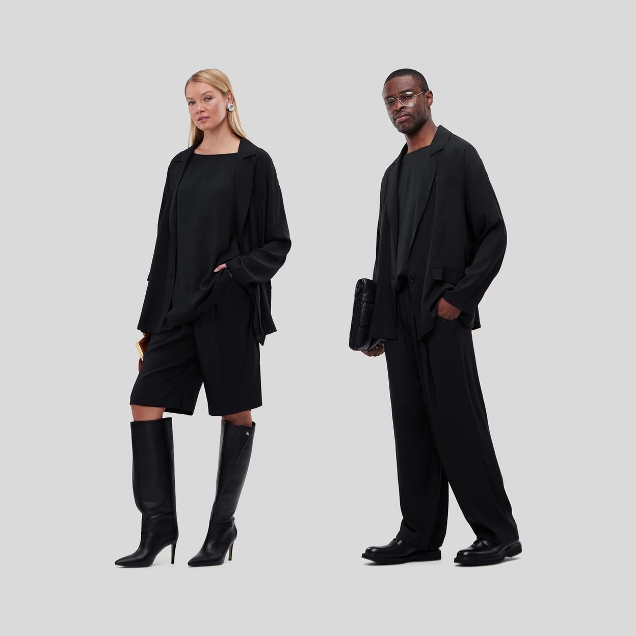 Купить Уникальный комплект Silk Touch, который состоит из пиджака oversize, футболки, штанов, шорт, маски для сна и платка.