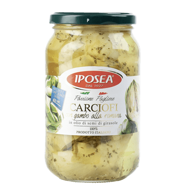 Купить АРТИШОКИ СО СТЕБЛЕМ В МАСЛЕ IPOSEA 510 Г. с доставкой на дом . Доставка продуктов Тюмень , доставка продуктов в Тюмени , dostavka-produktov-tyu
