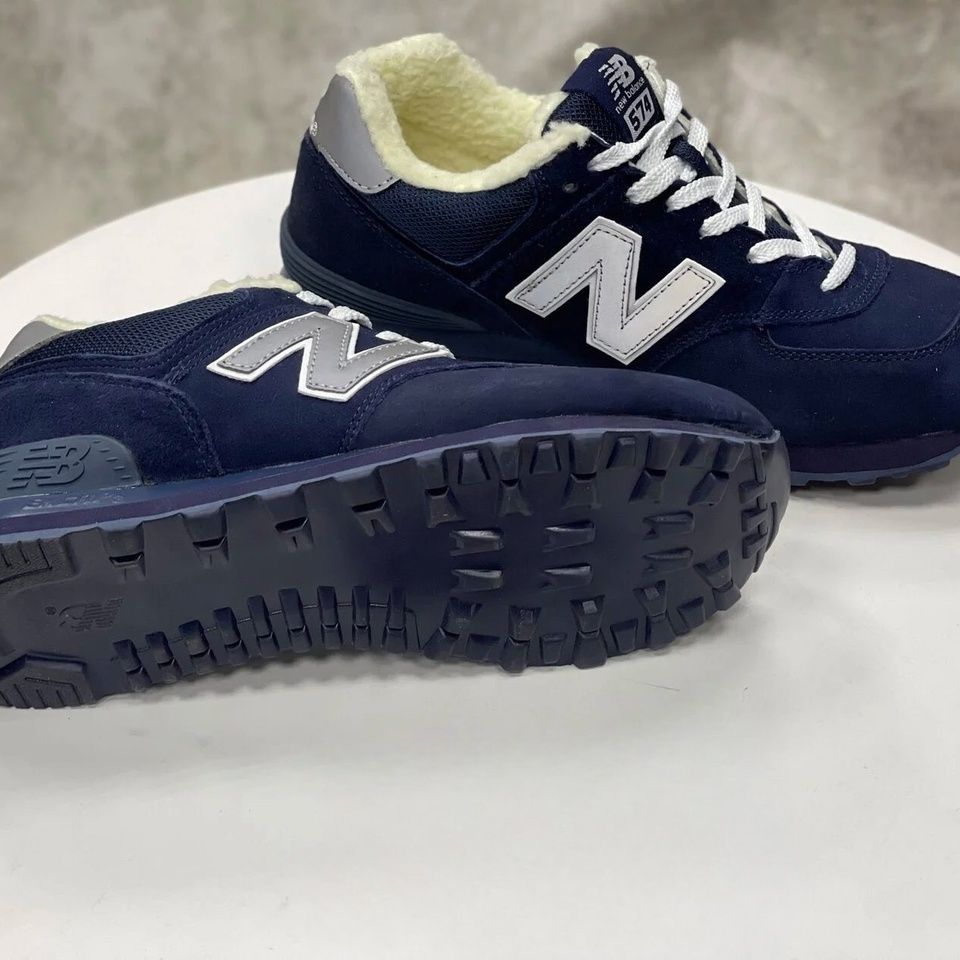 Купить New Balance 574, Blue (мех)