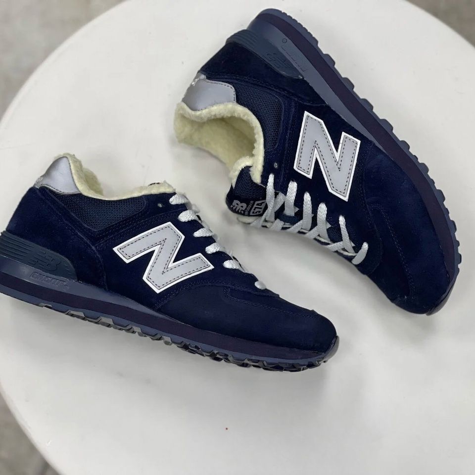 Купить New Balance 574, Blue (мех)