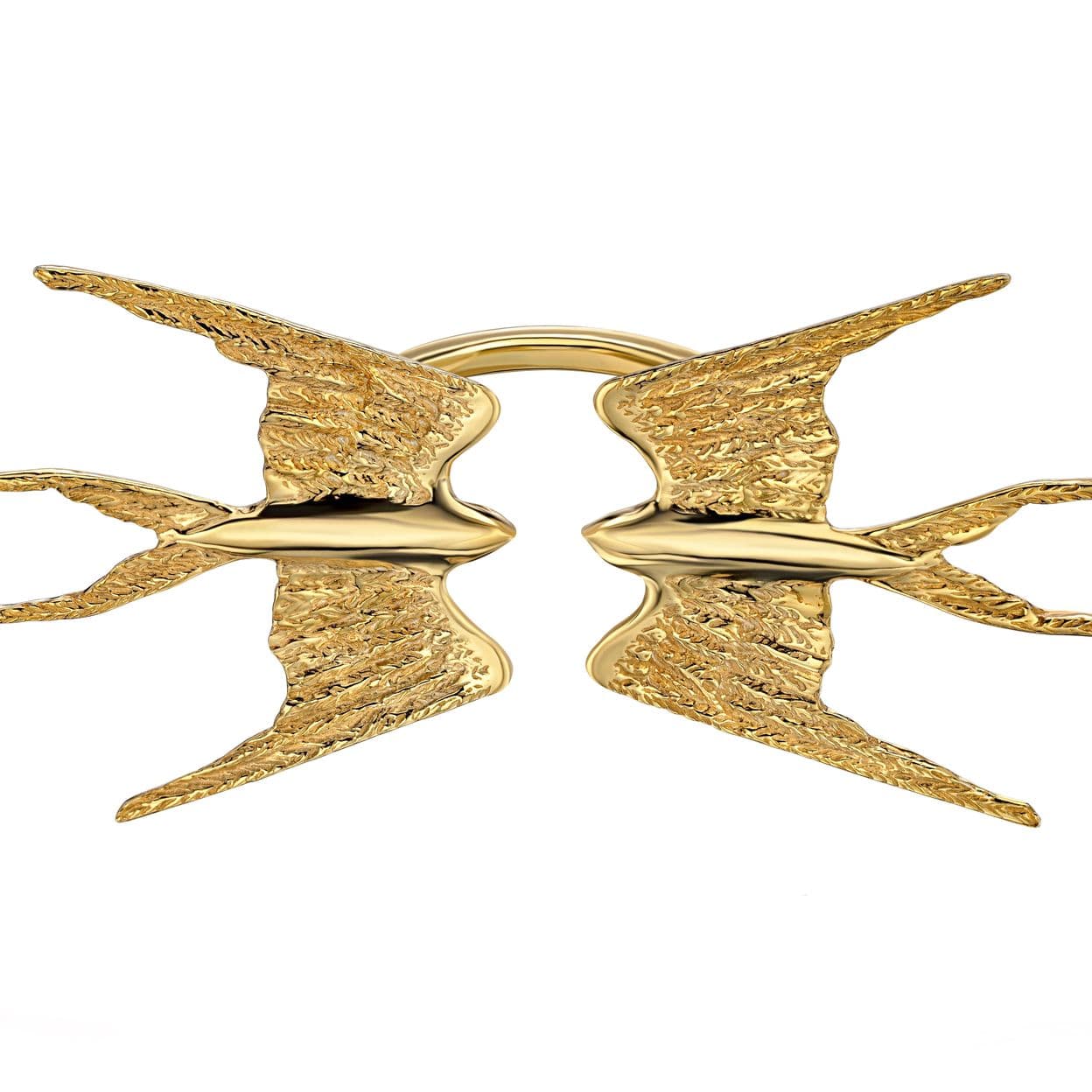 Купить MY SWALLOWS 2.0 Кольцо безразмерное с большими ласточками, позолота