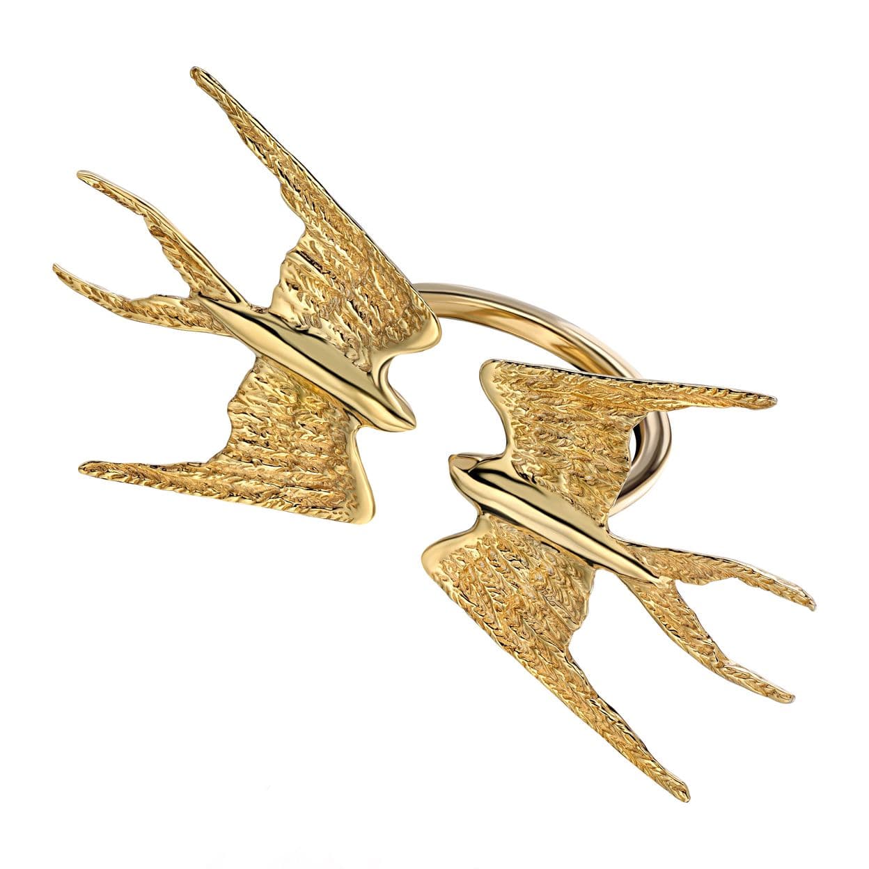 Купить MY SWALLOWS 2.0 Кольцо безразмерное с большими ласточками, позолота