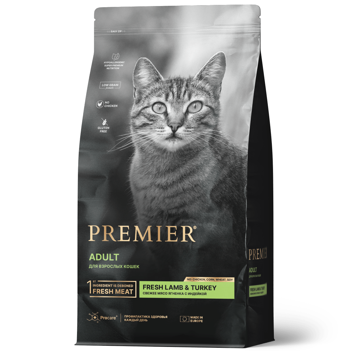 Купить Premier ADULT сухой корм для взрослых кошек, свежее мясо ягненка с индейкой 2кг
