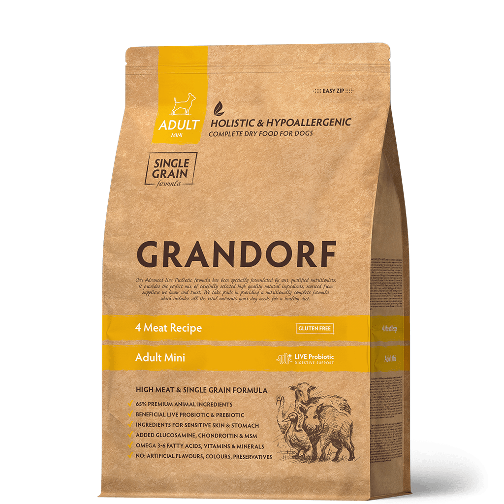Купить GRANDORF Adult Mini сухой корм для взрослых собак мелких пород с четырьмя видами мяса 1кг