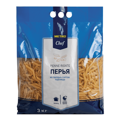 Купить МАКАРОННЫЕ ИЗДЕЛИЯ METRO CHEF ПЕРЬЯ РИФЛЕНЫЕ 3 КГ. доставка продуктов Тюмень . доставка продуктов в Тюмени . доставка фруктов Тюмень . доставка