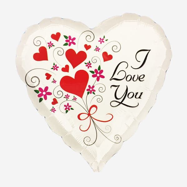 Купить Сердце белое I love You и букетом сердечек (США)