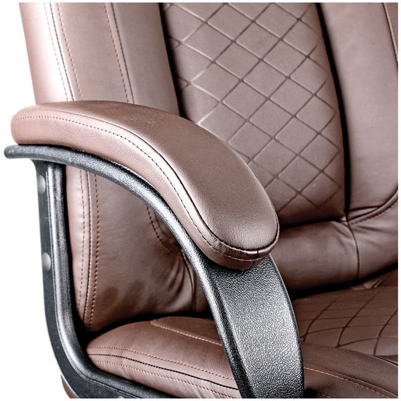 Купить Кресло руководителя Helmi HL-E29 "Brilliance", экокожа коричневая, мягкий подлокотник. Артикул 279847