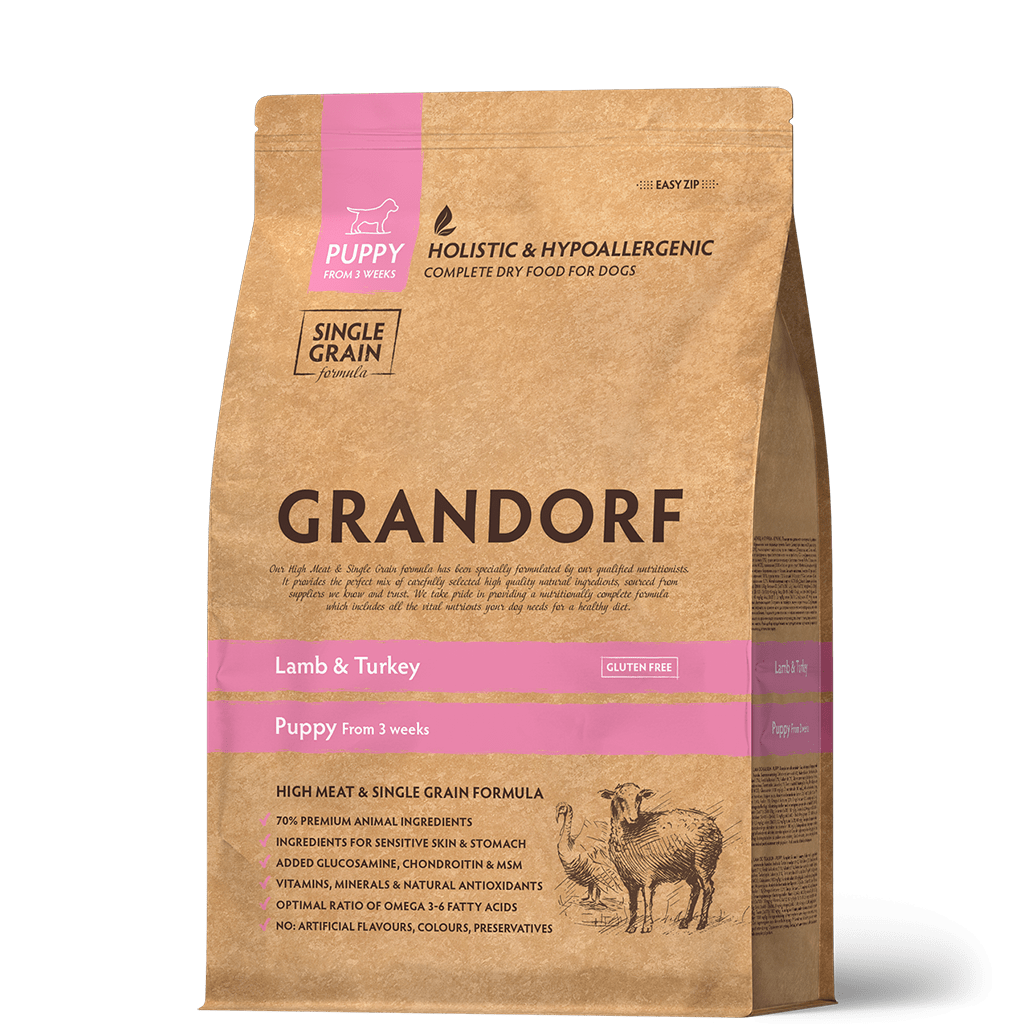 Купить GRANDORF Puppy сухой корм для щенков всех пород, с ягненком и индейкой 1кг