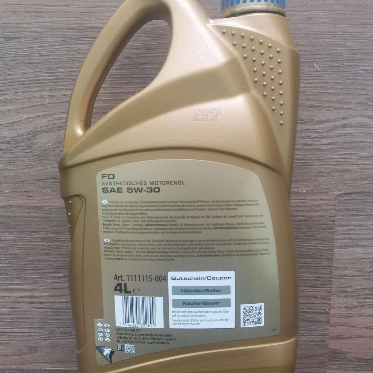 Купить Масло моторное RAVENOL FO 5W-30 4л (синтетика)