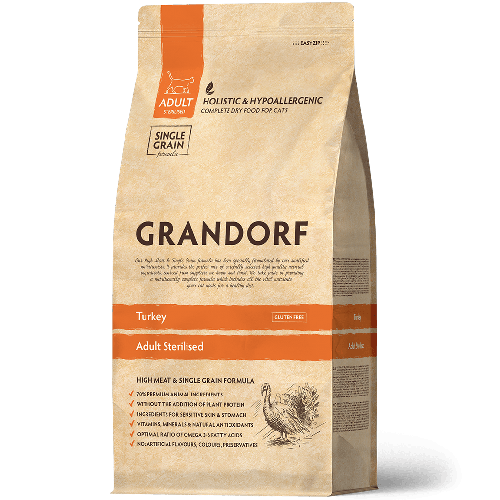 Купить GRANDORF Sterilised сухой корм для стерилизованных кошек, с индейкой 2кг