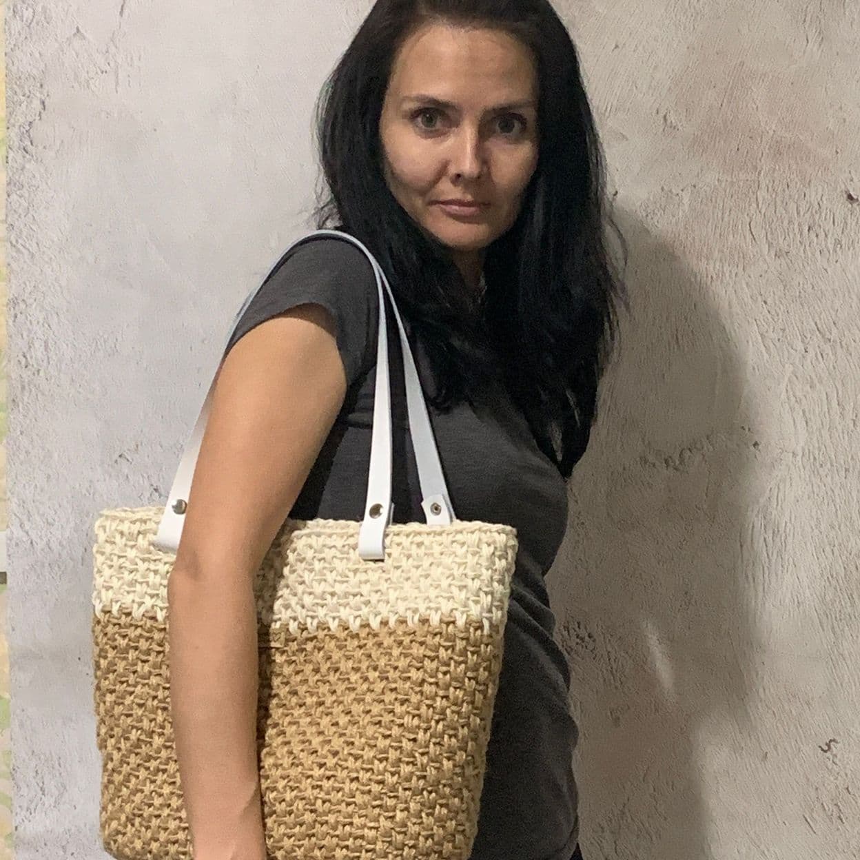 Купить Джутовая комби белая
