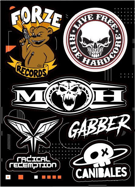 Купить Набор стикеров HARDCORE Stickerpack - наклейки посвященные габбер музыке