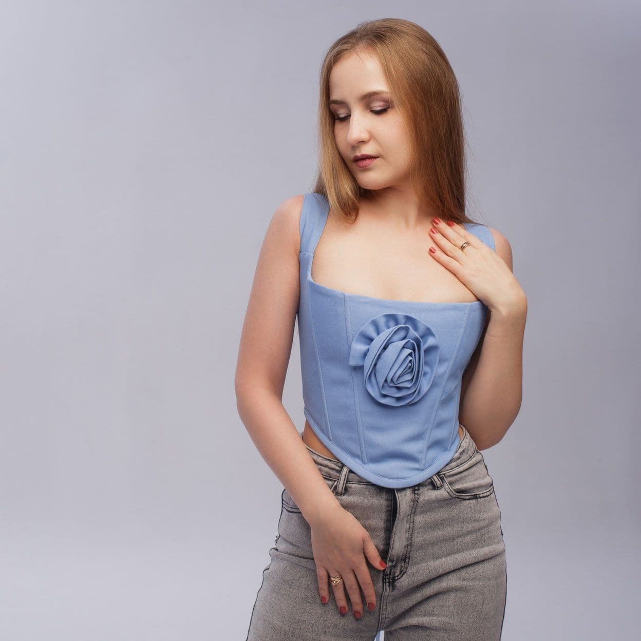 Купить Корсет "ЦВЕТОК" джинса