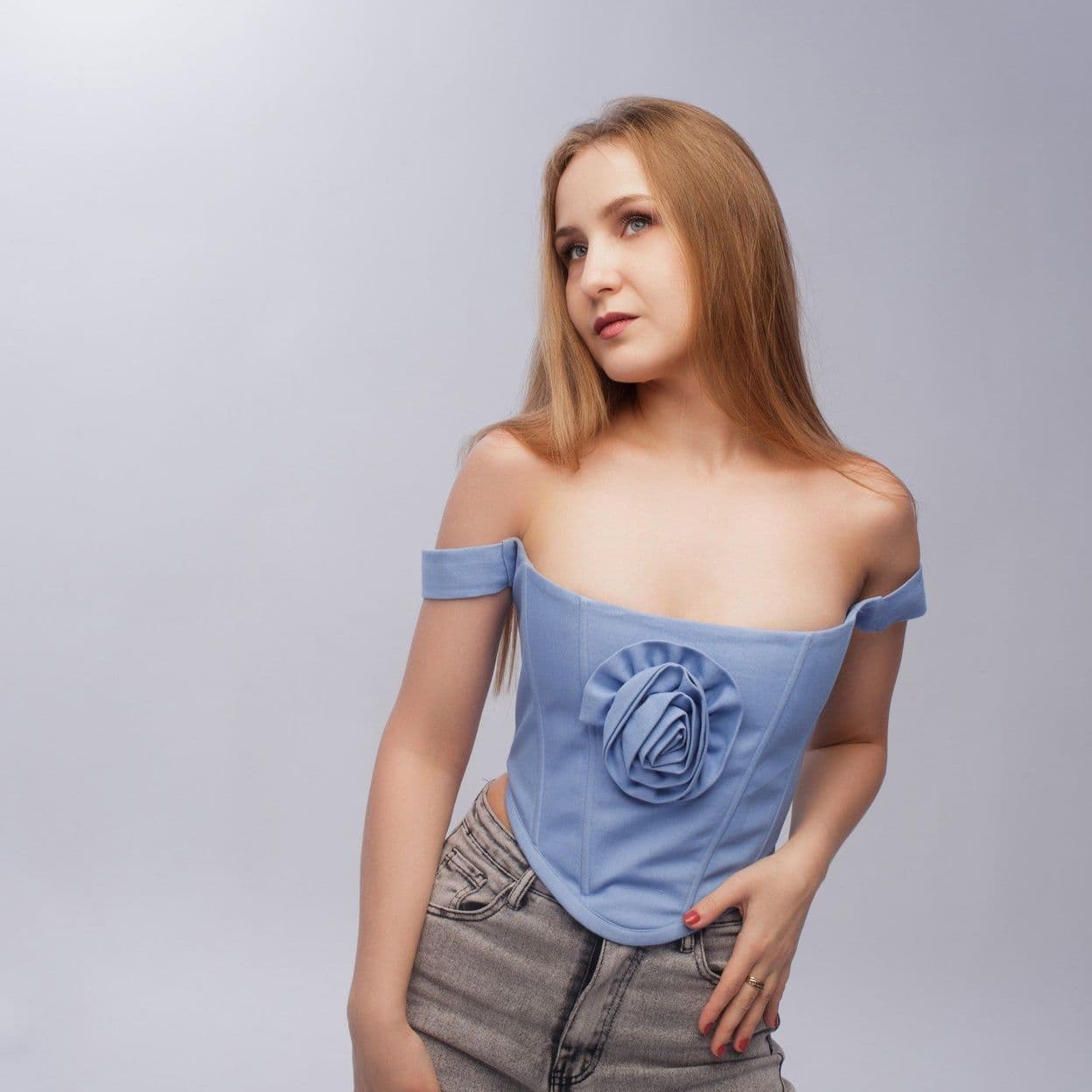 Купить Корсет "ЦВЕТОК" джинса