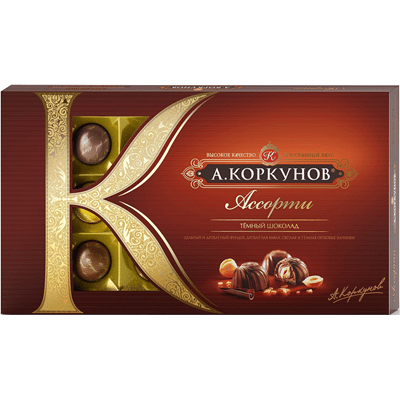 Купить А.КОРКУНОВ КОНФЕТЫ ШОКОЛАДНЫЕ АССОРТИ ИЗ ТЕМНОГО ШОКОЛАДА 192 Г. доставка продуктов Тюмень . доставка продуктов в Тюмени . доставка фруктов Тюм