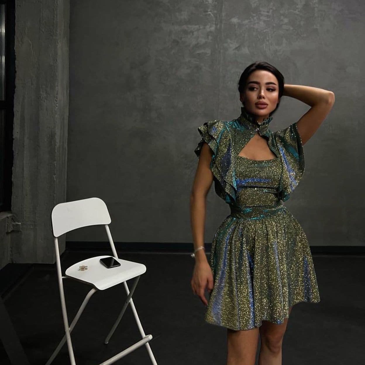 Купить Платье мини из мерцающей ткани