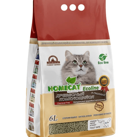 HOMECAT древесный комкующийся наполнитель в гранулах