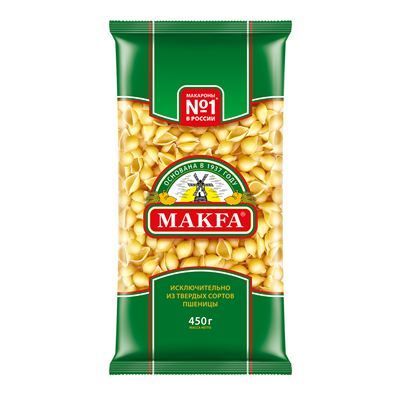 Купить МАКАРОННЫЕ ИЗДЕЛИЯ МАКФА РАКУШКИ 450 Г. доставка продуктов Тюмень . доставка продуктов в Тюмени . доставка фруктов Тюмень . доставка фруктов в 