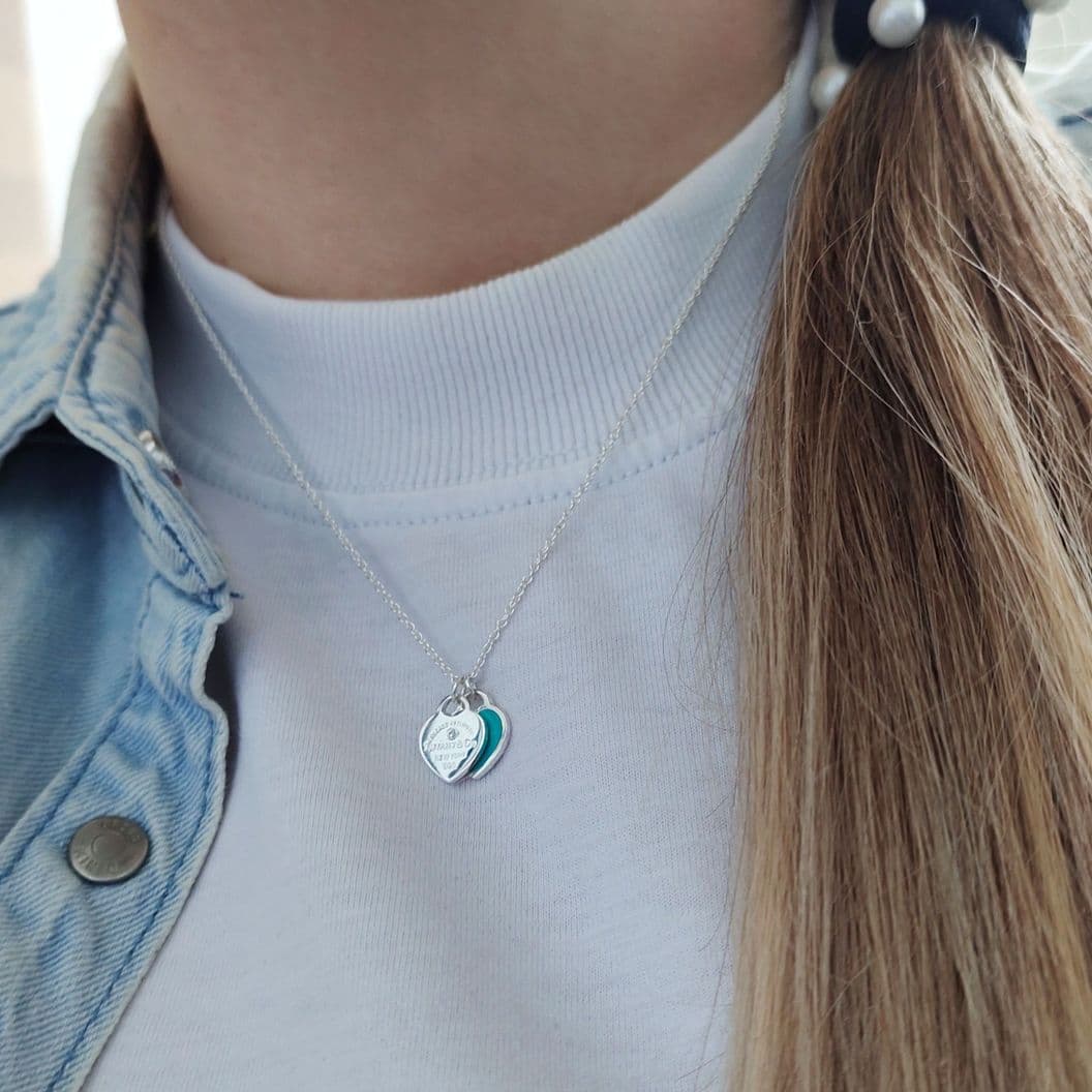 Купить Колье Tiffany подвеска мятное сердце серебряная