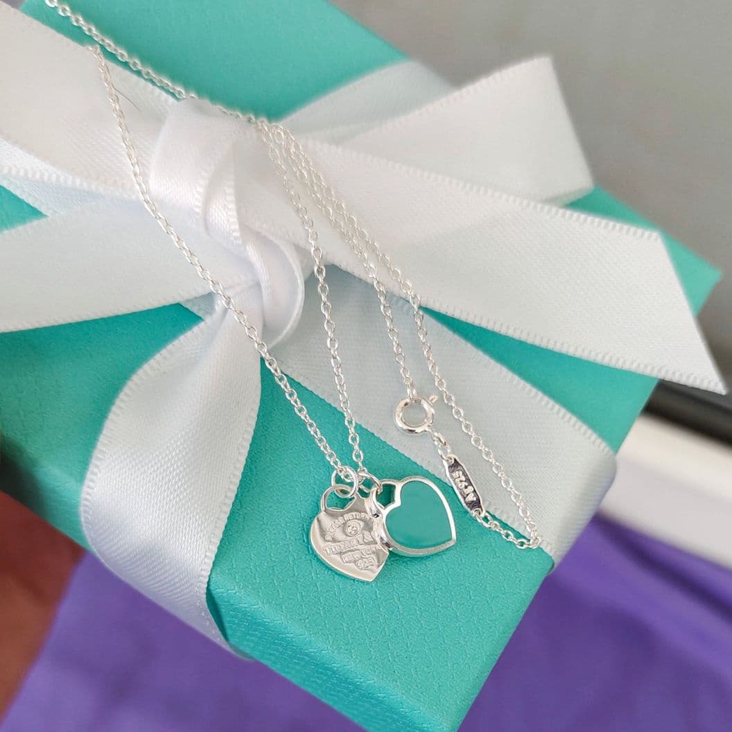 Купить Колье Tiffany подвеска мятное сердце серебряная
