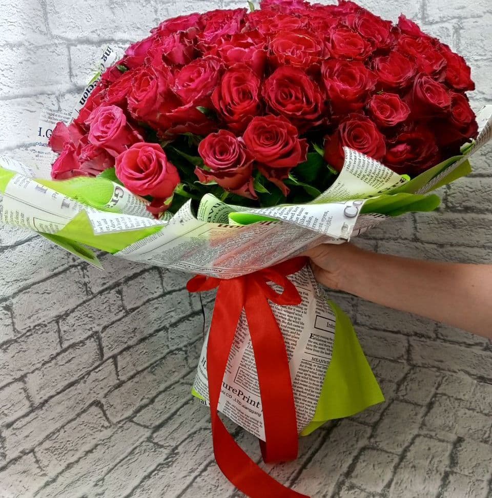 Купить Мадам рэд (кения) роза 40 см. - 101 шт.